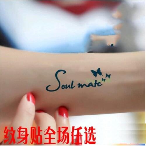 Waterproof Temporary Tattoo Sticker tattoo English word letters "soul mate" tatto stickers flash tatoo fake tattoos for women