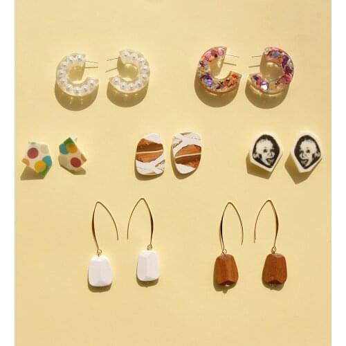 AOMU Women Earring Statement Acrylic Earrings Geometric Pendant Trend Fashion Jewelry Drop Hanging Dangle Earring Charm Colorful