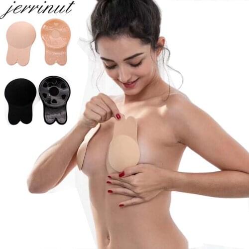 Jerrinut Strapless Bras For Women Iinvisible Sticky Bra Adhesive Bralette Soutien Gorge Push Up Brassiere Plak BH Rabbit Bra