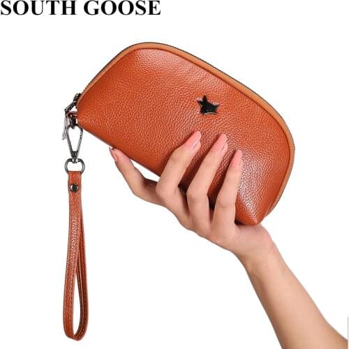 SOUTH GOOSE Women Wallet Luxury Long Soft PU Leather Purse Shell Type Ladies Large Capacity Wristlet Clutch Wallets Phone Bag