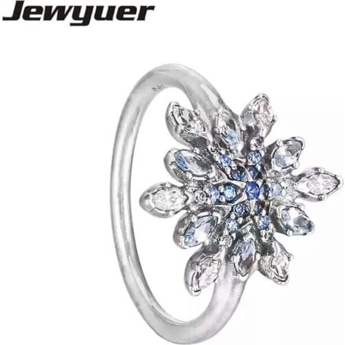 New winter collection Snowflake Silver Ring 925 sterling silver jewelry Rings For Women Engagement wedding Ring anillos RIP048