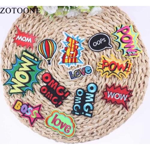 ZOTOONE Cheap Embroidery Applique Iron On Letter Patch Badges For Clothes Stickers Sew On Cartoon Patches For Kids Clothing A