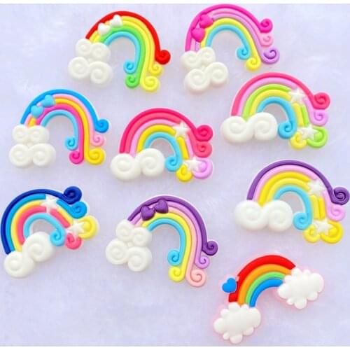 10/20pcs Cute Rainbow PVC Flexible Glue Flat Back DIY Scrapbook Embellishment Phone Craft Decoration F40
