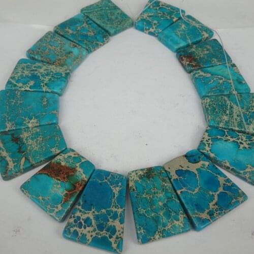 20pcs 30*40mm Aqua Imperial Slice Beads, Top Drilled Slab Shape Gems Stone Beaded Accessories Jewelry Making