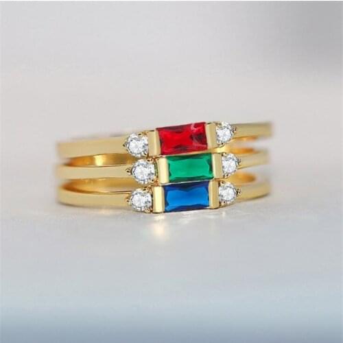 2021 New Rainbow Rings Europe Gold Trendy Crystal Ring For Women Wedding Luxury Cz Wholesale Fashion Jewelry Accessories anillos