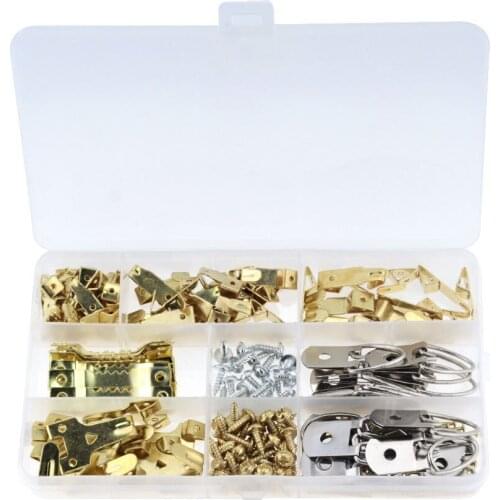 224PCS/BOX Sawtooth Picture Frame Hanger Triangle D-Ring Hanging Picture Oil Painting Mirror Frame Hooks Hangers With Screws