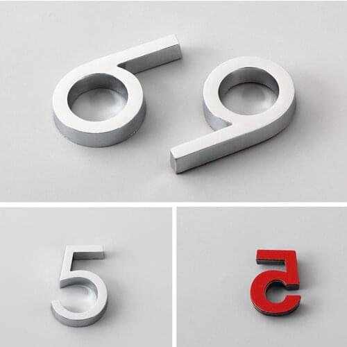 3D Silver Numbers Sticker 0 to 9 Digits Self Adhesive House Number Plate Sign Apartment Hotel Office Door Address Mailbox Number