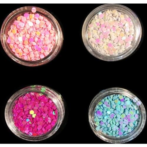4 colors /set 1mm/2mm Colorful and holographic, UV Acylic Round Nail Glitter Sequins 3D DIY Nail Art Tip Decorations Nail Stud