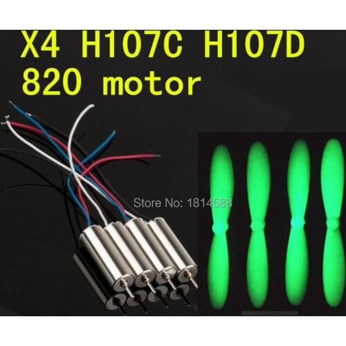 4pcs propeller Hubsan X4 H107C H107D H108 H108C FY310B 4PCS motor 8*20 hollow cup motor Quadcopter Spare Parts Motor 8x20mm