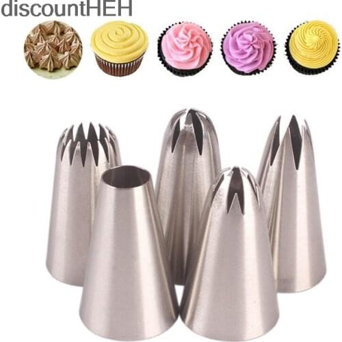 5pcs Set Tulip Icing Piping Nozzles Stainless Steel Flower Cream Pastry Tips Nozzles Bag Cupcake Cake Decorating Tools