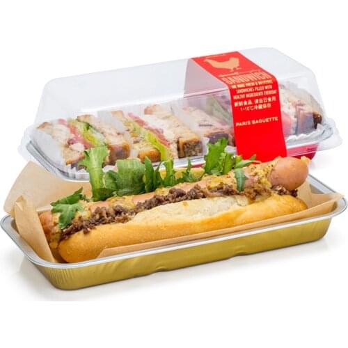 Sandwich 248ml Cake Box Baking Mold Bread Hot Dog Aluminum Foil Tin Foil Disposable Box Take-out Food Beno Box With Cover 50pcs