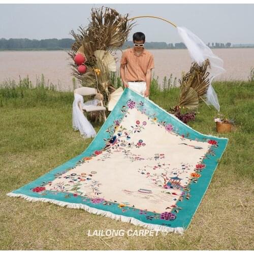 6'x9' Hand-knotted West Lake Carpet Home Decoration Pure Silk Area Rug (TJ2018010A)