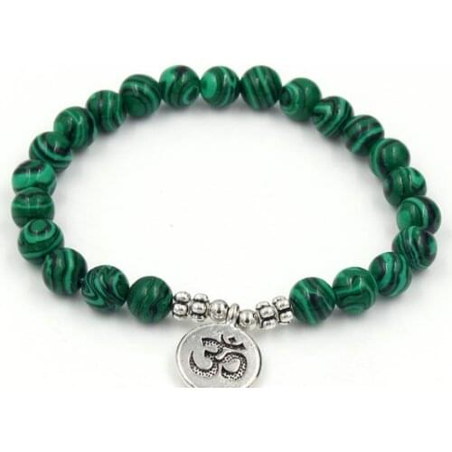 8mm xhh34 elastic adjusted Charm nature stone Lotus life tree Buddha head malachite Charm Chakra Healing Reiki Bracelet