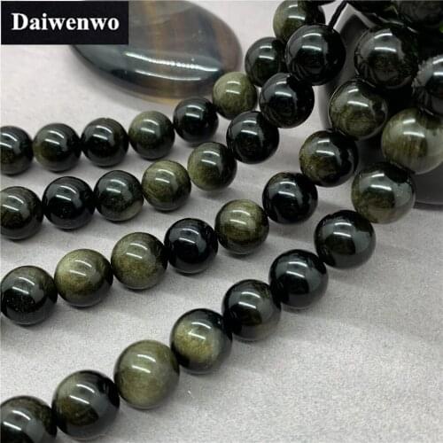 AAAAA Gold Sand Obsidiam Beads Natural Stone Diy for Bracelet Man Gift