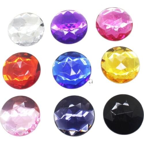 ZMASEY New large size 20Pcs/Lot Mix Color 30mm Wedding Dress Acrylic Rhinestone Diy Flatback Sewing Strass Glue-On accessories