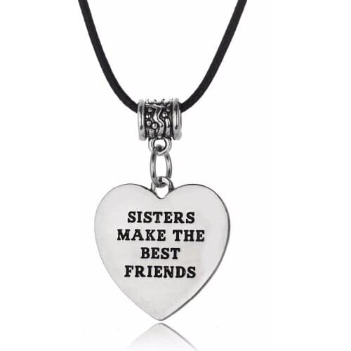 Charm Love Heart Pendant Necklace Sisters Make The Best Friends Leather Chain Family Sis Women Necklaces Gift Jewelry Friendship