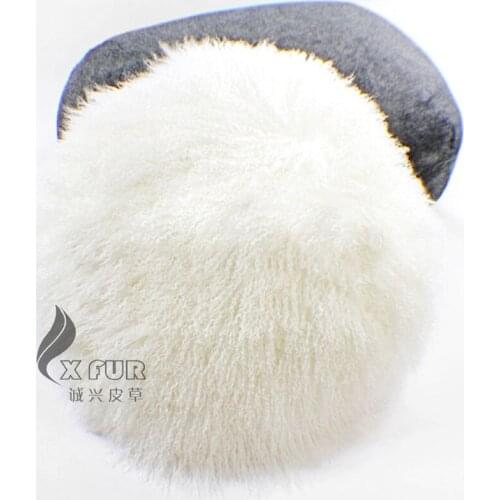 Free Shipping CX-D-76 Circle Custom Made Mongolia Lamb Fur Cushion Cover