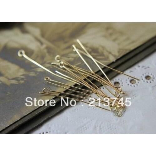 Free Shipping Wholesale 5000pcs 26mm gold 9 word needle Eye Pins/Head Pins DIY Jewelry Accessories/Findings