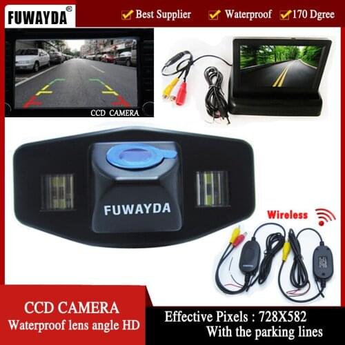 FUWAYDA Wireless Car CCD RearView Camera for Honda Accord Pilot Civic Odyssey Acura TSX,with 4.3Inch foldable LCD TFT Monitor HD