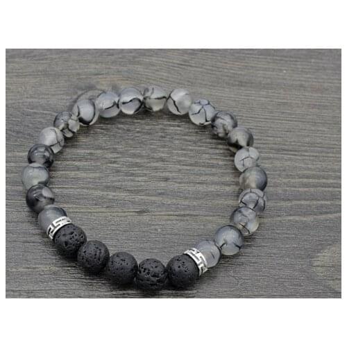 8mm xf2 adjusted Charm Black dragon bead black volcanic lava Bracelet Stone bead essential oils diffuser women