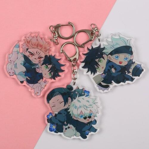 1 Pcs Cartoon Japan Anime Jujutsu Kaisen Keychains Gojo Satoru Geto Suguru Ryomen Sukuna Acrylic Pendant Keyrings Figure Toys