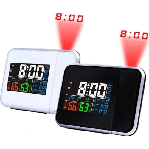 Creative Color LCD Digital Projection Alarm Clock Temperature Hygrometer Desk LED Time Projector Calendar Weather Station