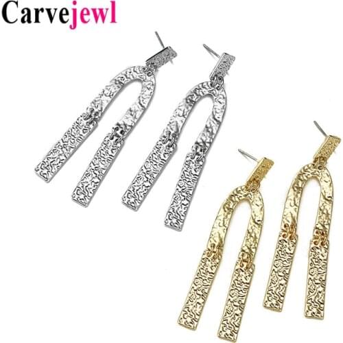 Carvejewl Drop dangle Earrings metal bumpy U shape pendant simple earrings for women girl jewelry unique new fashion earrings