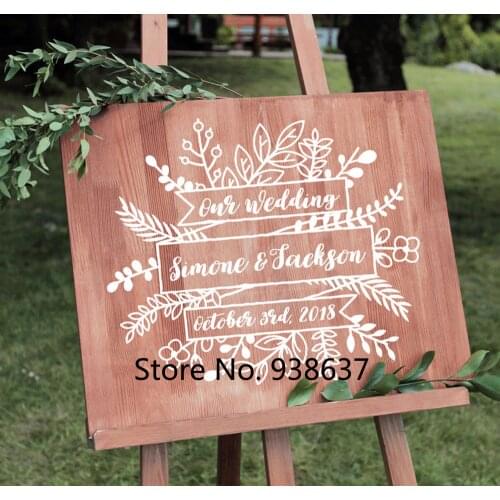 Rustic Welcome Decal Floral Wedding Decor Vintage Vinyl Personalized Chalkboard Wedding Decals DIY Calligraphy Sticker ZB131