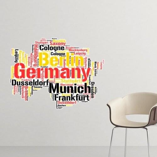 Germany City Name Map Style Illustration Pattern Removable Wall Sticker Art Decals Mural DIY Wallpaper for Room Decal