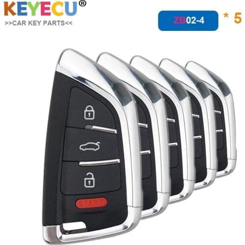 KEYECU 5 PCS/Lot KEYDIY ZB02-4 Universal KD Smart Remote Car Key - 4 Button - for KD-X2 KD900 Mini KD, Fit More than 2000 Models