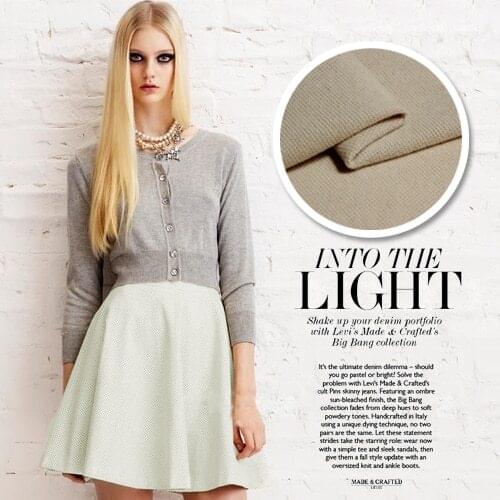 LEO&LIN Winter White Color Small Knitted Cashmere 80% Wool 20% Woolen Fabric 1 50cm