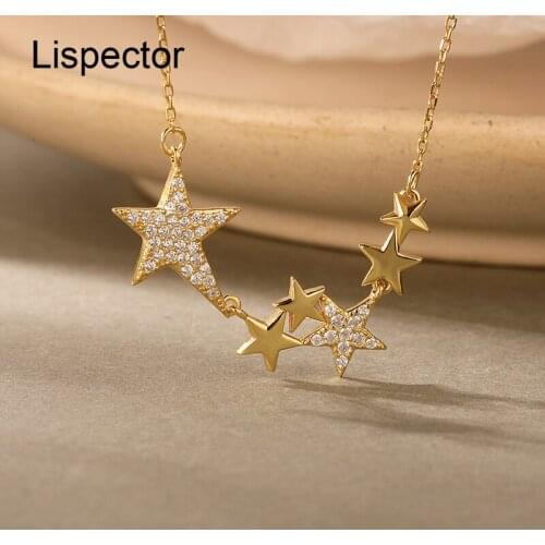 Lispector 925 Sterling Silver Korean Simple Star Pendant Necklace for Women Minimalist Clavicle Chain Necklaces Female Jewelry