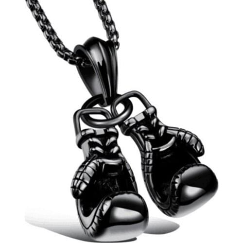 Fashion Sport Fitness Jewelry Double Boxing Glove Pendant Necklace Chic Men Hiphop Chain Necklace Cool Male Jewellery