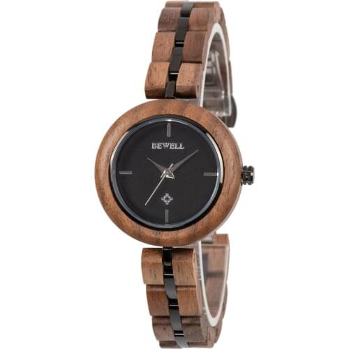 Fastion ladies stainless steel and wood wooden watches