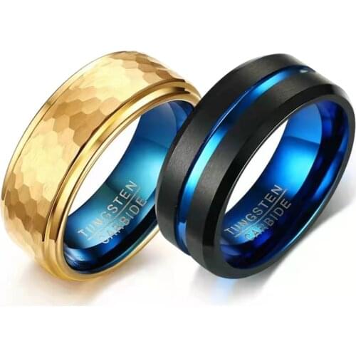 YWSHK 25 Models 8mm Tungsten Carbide Men Ring Wedding Band Interface Black Matt Surface Classic Male Jewelry Anniversary Gift