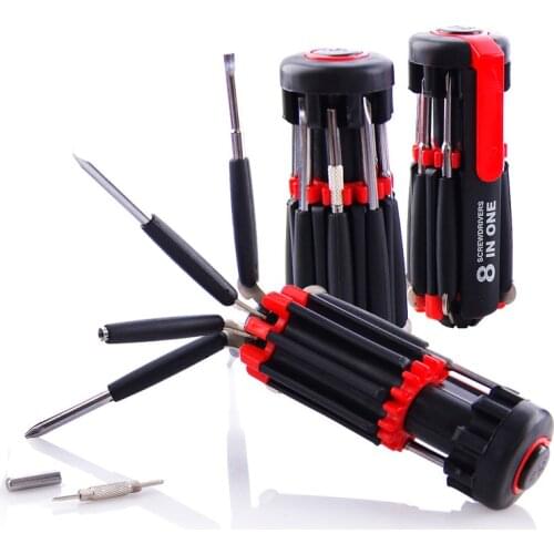 8 In 1 Bike Tools Multi Portable Screwdriver Tools Set with 6 LED Torch Multifunctional Tool Bicycle Accessories Bike Tool Set
