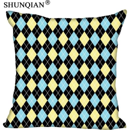 Argyle Pattern Pillowcase Square Zippered Home Decorative Pillow Cover Wedding Custom Gift For Two Sides Printed