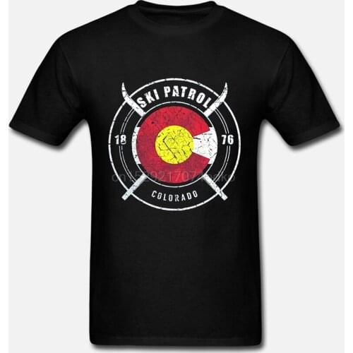 New High Quality Casual Men Crew Neck Short Sleeve Colorado Skier Patrol skier Snow Winter Mountain State Nation Tee Shirts