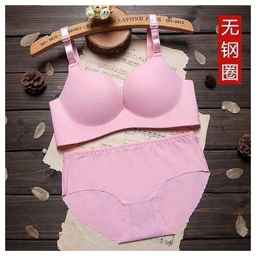 New Pink Sensual Sexy Lingerie Set Fashion Girl Women Underwear Plus Size Wirefree Bras Panty One-piece Seamless Bra Briefs Set