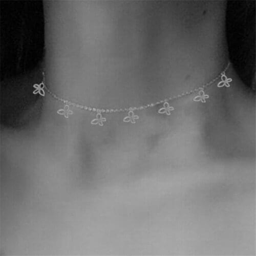 Elegant Butterflys Necklaces For Women Silver Color Stainless Steel Pendant Stars Necklace Fashion Jewelry