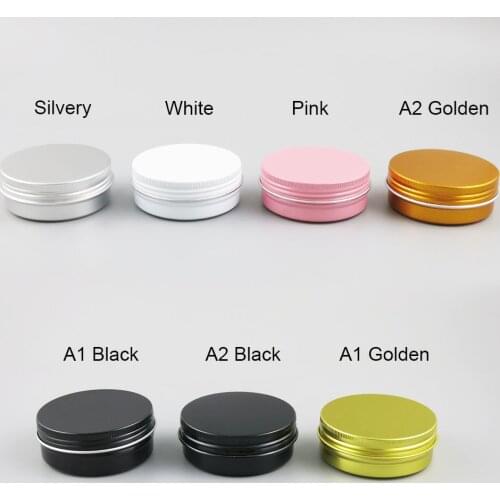 50 x 60g Empty Aluminum Jar 60ml Make Up Metal Cream Jar 2oz Matte Black Pink Gold White Aluminum Tin Cosmetic Container