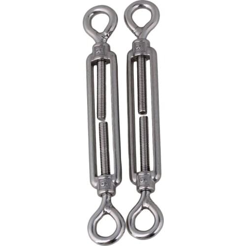 Silver 304 Stainless Steel European Style Eye to Eye M6 Turnbuckles Adjustable Wire Rope Tensioners Pack of 2