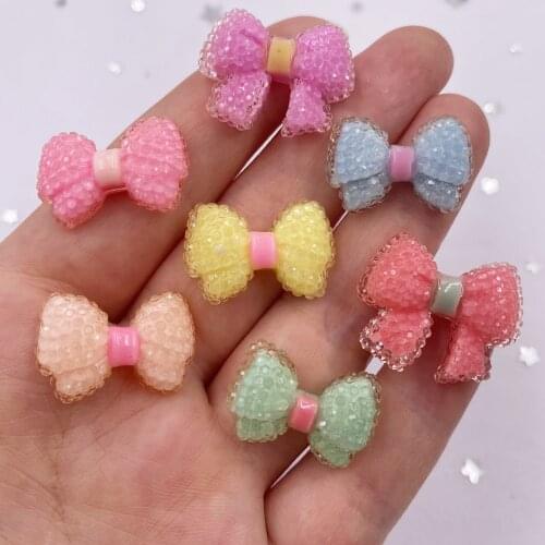 Mixed DIY 10pcs AB Resin Candy-Color Bow Flatback Rhinestone Appliques DIY Wedding Scrapbook Crafts SF212
