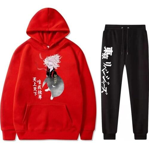 Tokyo Revengers Hoodies Pants Suit Japanese Anime Copslay Sweatshirt Trousers Set Pullovers Oversized Loose Streetwear Costume