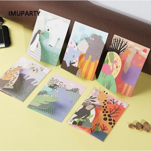 Trifold Animals Invitations with Envelope Bear Giraffe Flamingo Invitation Cards for Kids Birthday Party Supplies Thank You Card