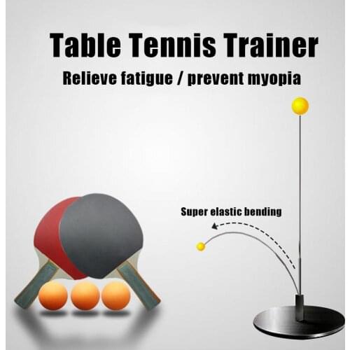 Indoor Table Tennis Trainer Elastic Soft Shaft Ping Pong Racket Base Training Set