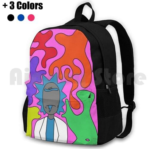 Rick Rainbow Outdoor Hiking Backpack Riding Climbing Sports Bag Cartoon Tv Show Pickle Rick Savannas Artwork Green Red Blue