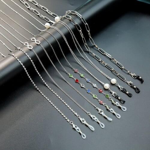 Uer Fashion Jewelry Silver Color Women Sunglasses Chains For Mask Exquisite Crystal Eyeglasses Chains New Accessories Wholesale