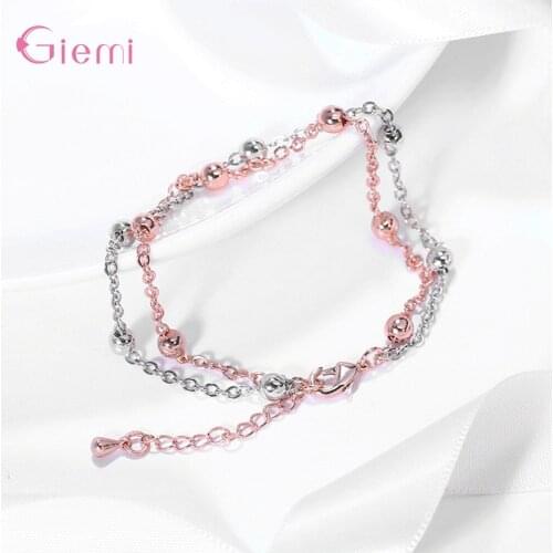 Newest Design Lovely Double Layers Female Beads Bracelet For Sale Genuine 925 Sterling Silver Bracelet For Women Drop Shipping