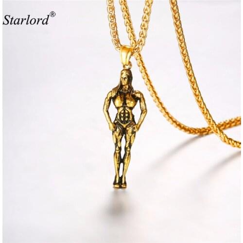 Starlord Muscle Women Pendant Necklace Stainless Steel Weight Lifter/Bodybuilder Fitness Charm Necklace For Women GP2839